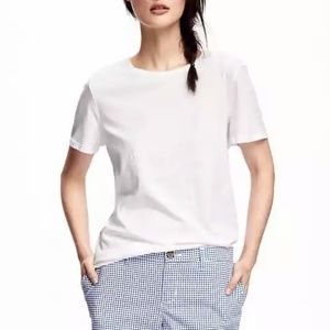 GAP Thick Solid White Tee Shirt Zip-up Back